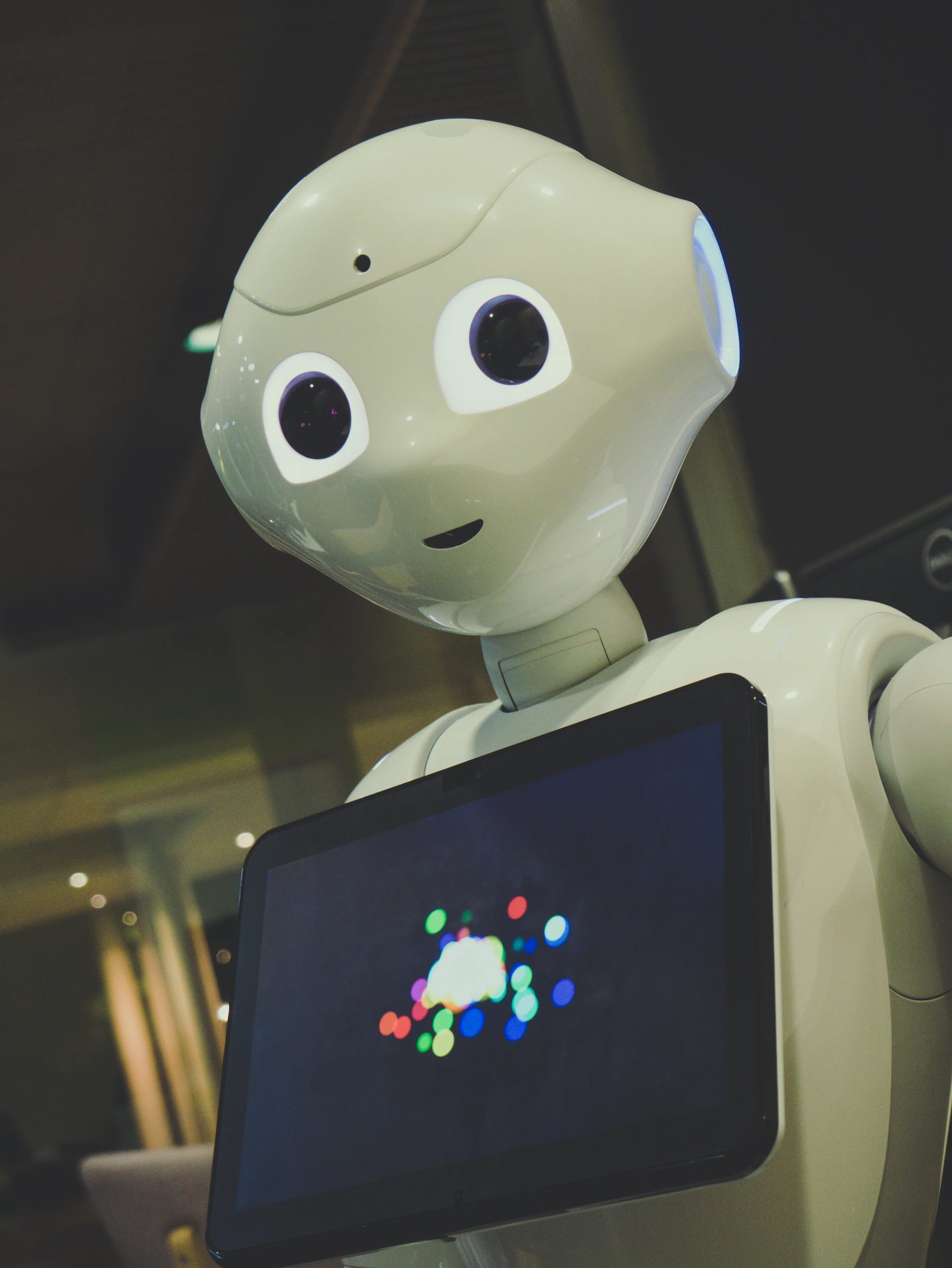 Humanoid robot with a tablet screen